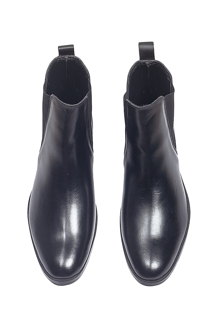 Black Leather Chelsea Boots by Modello Domani at Pernia's Pop Up Shop