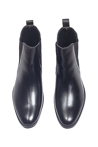 Black Leather Chelsea Boots by Modello Domani