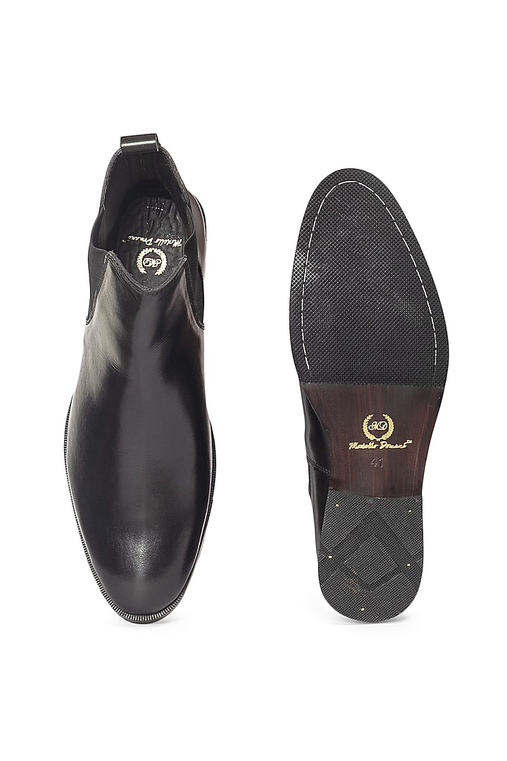 Black Leather Chelsea Boots by Modello Domani at Pernia's Pop Up Shop