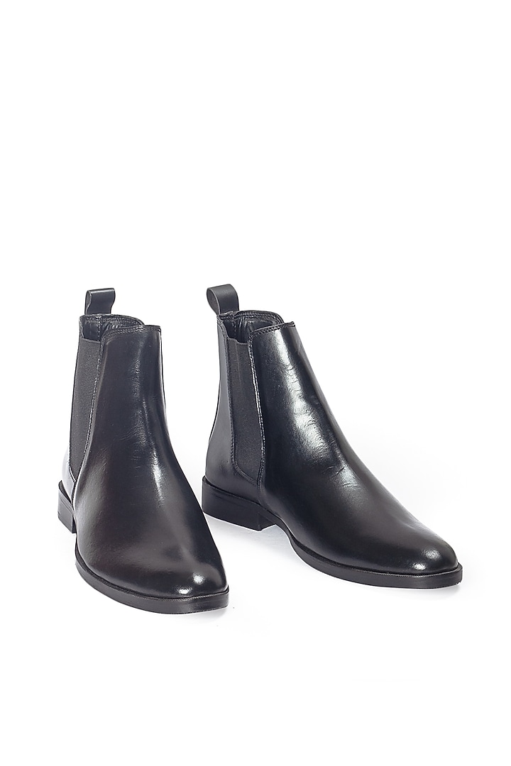 Black Leather Chelsea Boots by Modello Domani at Pernia's Pop Up Shop