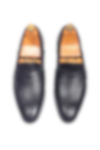 Black Synthetic Leather Slip-On by Modello Domani at Pernia's Pop Up Shop