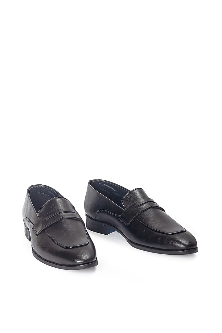 Black Synthetic Leather Slip-On by Modello Domani at Pernia's Pop Up Shop