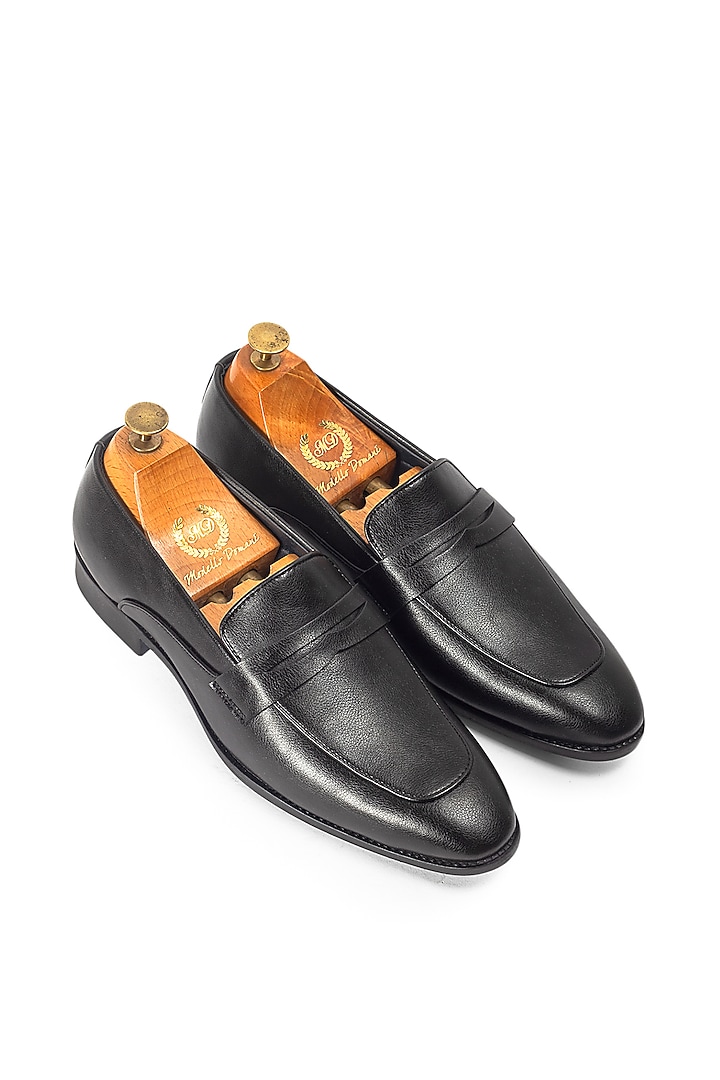Black Synthetic Leather Slip-On by Modello Domani at Pernia's Pop Up Shop