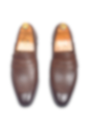 Tan Synthetic Leather Slip-On by Modello Domani at Pernia's Pop Up Shop