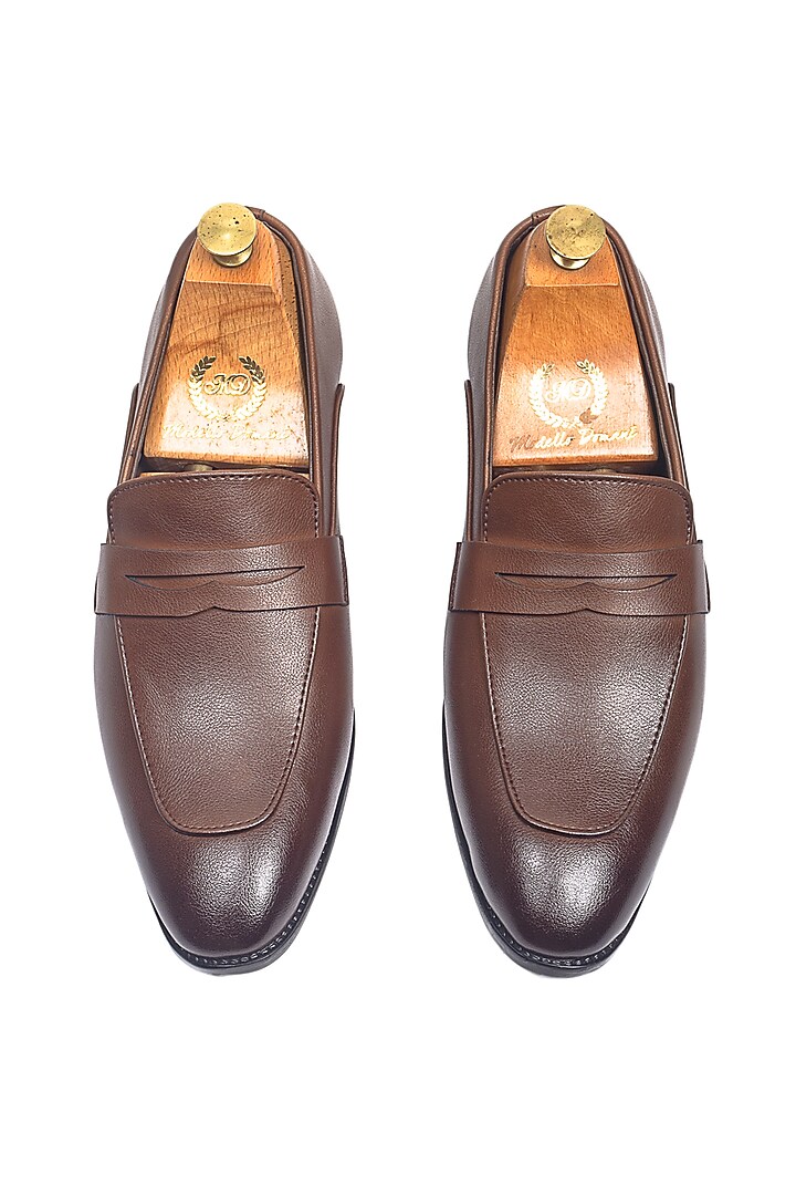 Tan Synthetic Leather Slip-On by Modello Domani at Pernia's Pop Up Shop
