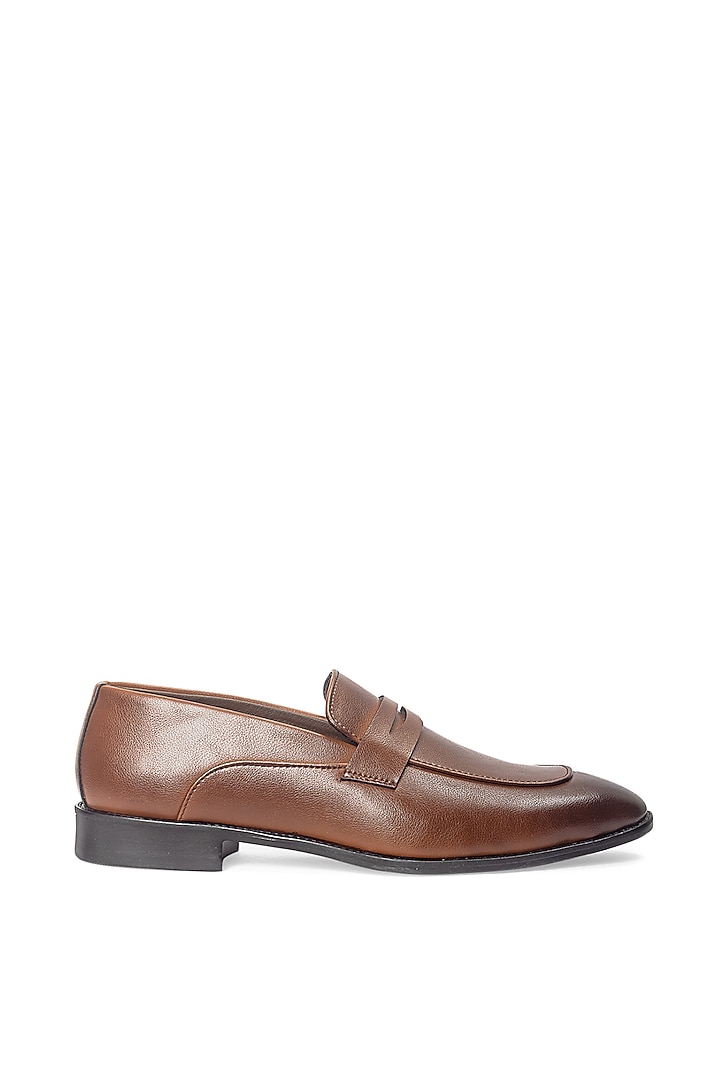Tan Synthetic Leather Slip-On by Modello Domani at Pernia's Pop Up Shop