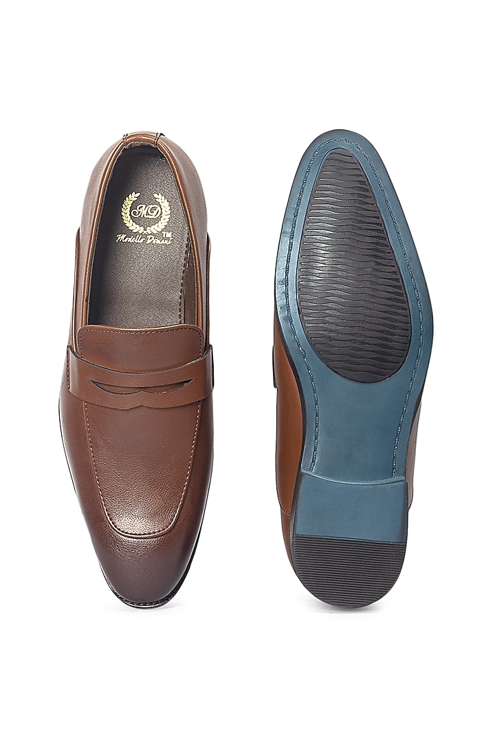 Tan Synthetic Leather Slip-On by Modello Domani at Pernia's Pop Up Shop