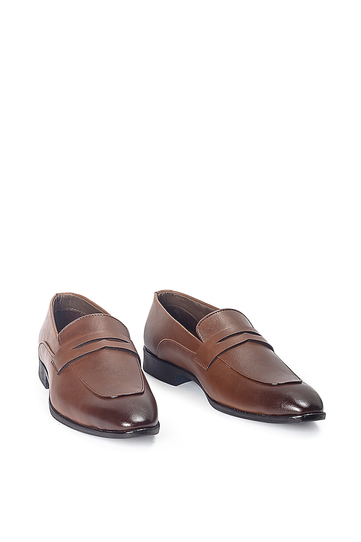 Tan Synthetic Leather Slip-On by Modello Domani at Pernia's Pop Up Shop