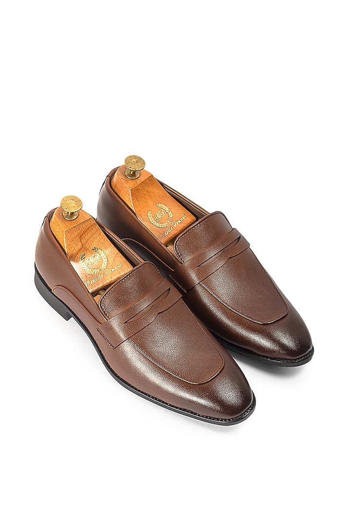 Tan Synthetic Leather Slip-On by Modello Domani at Pernia's Pop Up Shop