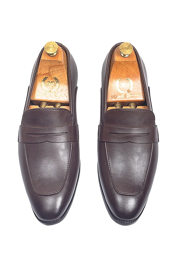 Brown Synthetic Leather Slip-On by Modello Domani at Pernia's Pop Up Shop