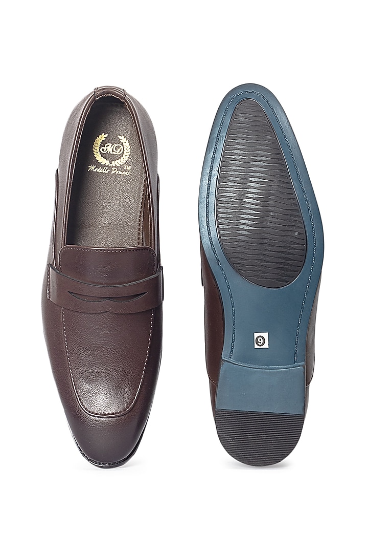 Brown Synthetic Leather Slip-On by Modello Domani at Pernia's Pop Up Shop
