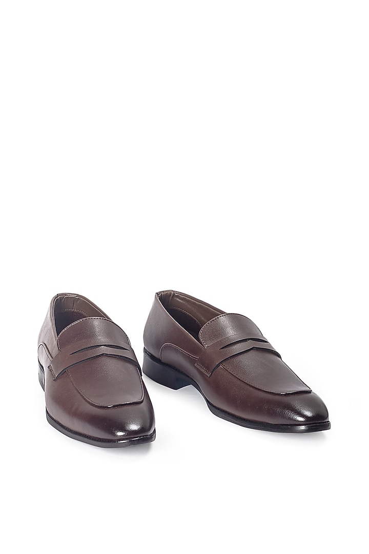 Brown Synthetic Leather Slip-On by Modello Domani at Pernia's Pop Up Shop