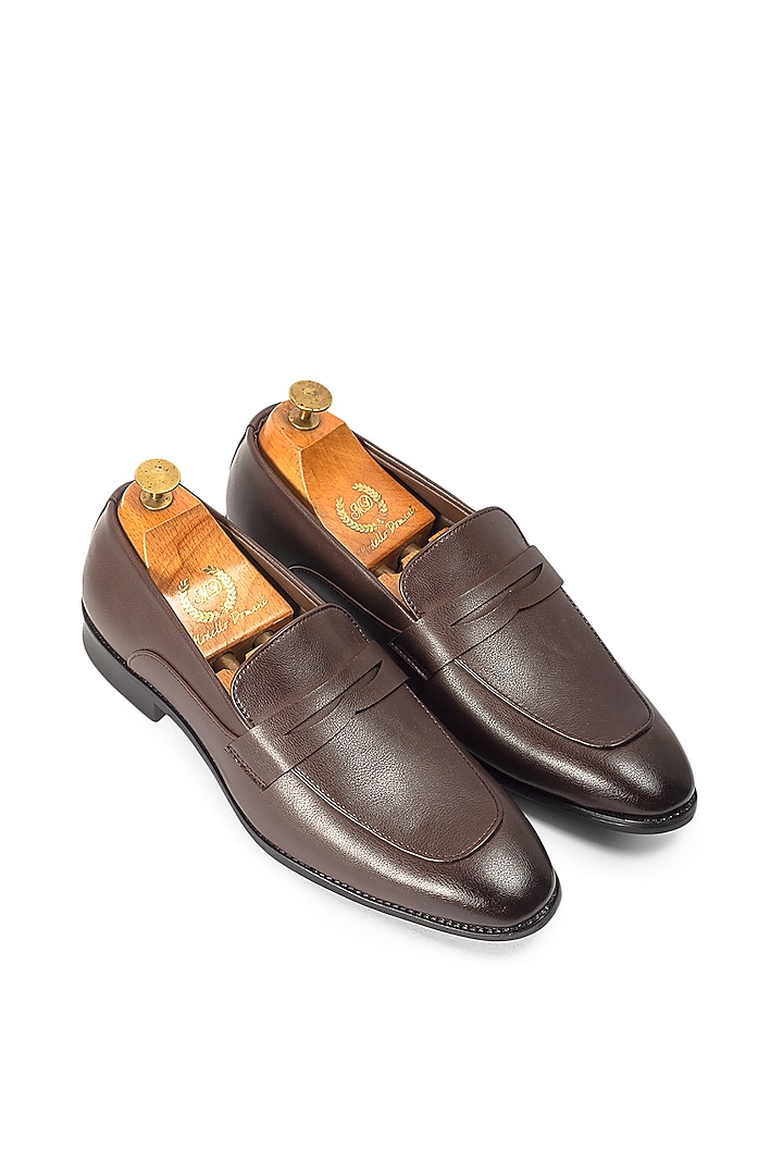 Brown Synthetic Leather Slip-On by Modello Domani at Pernia's Pop Up Shop