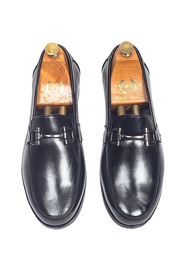 Black Synthetic Leather Slip-On by Modello Domani at Pernia's Pop Up Shop