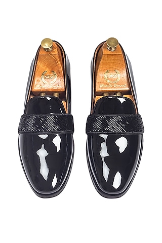 Black Patent Leather Embellished Slip-On by Modello Domani