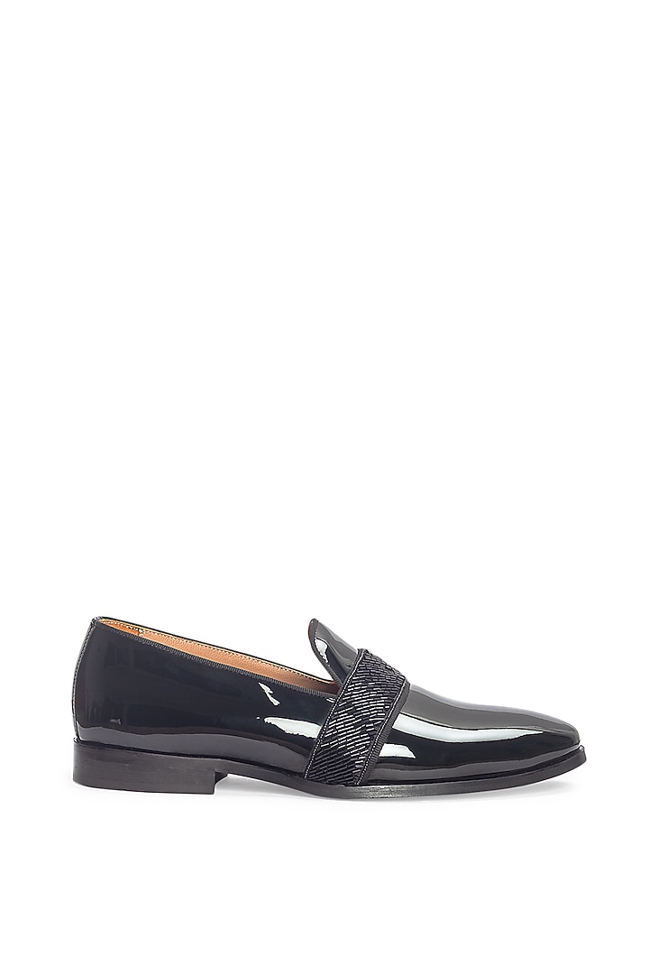 Black Patent Leather Embellished Slip-On by Modello Domani at Pernia's Pop Up Shop