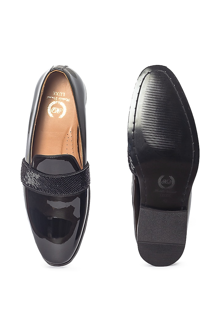 Black Patent Leather Embellished Slip-On by Modello Domani at Pernia's Pop Up Shop