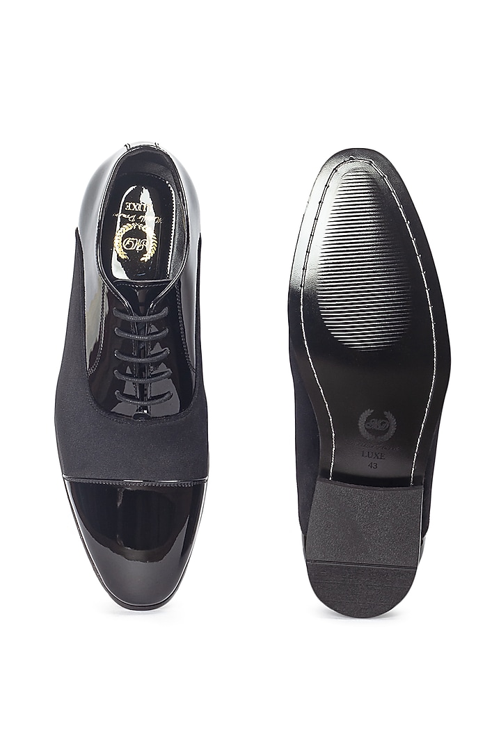 Brown Patent Velvet Leather Lace-Up Oxford Shoes by Modello Domani at Pernia's Pop Up Shop