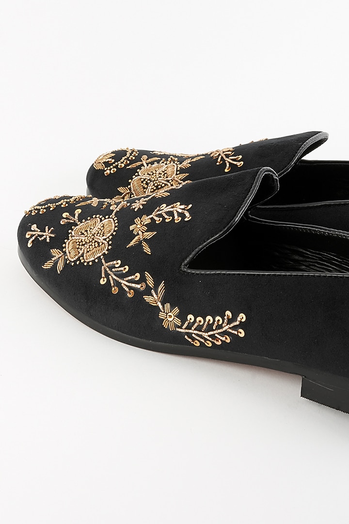 Black Velvet Handcrafted Slip-On Shoes by Modello Domani at Pernia's Pop Up Shop