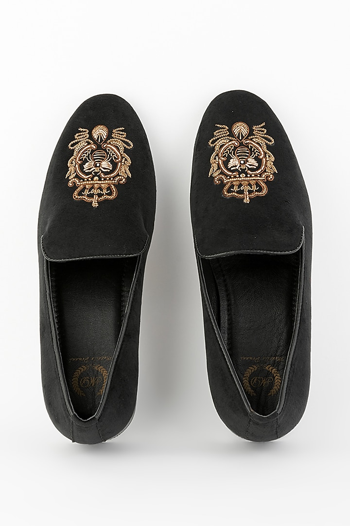 Slate Grey Velvet Handcrafted Slip-On Juttis by Modello Domani at Pernia's Pop Up Shop