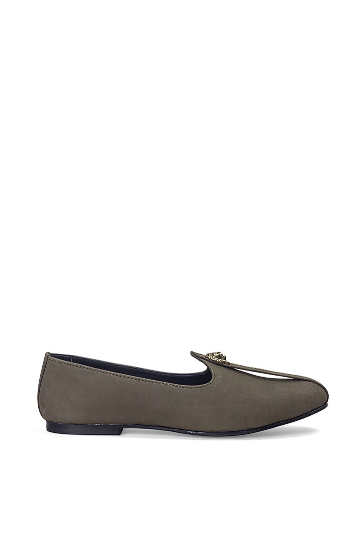 Grey Suede Juttis by Modello Domani at Pernia's Pop Up Shop