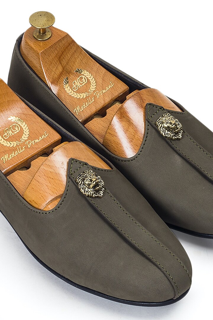 Grey Suede Juttis by Modello Domani at Pernia's Pop Up Shop