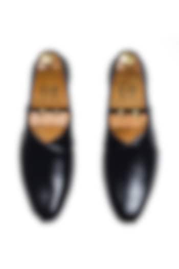Black Synthetic Leather Peshawari Slip-Ons by Modello Domani