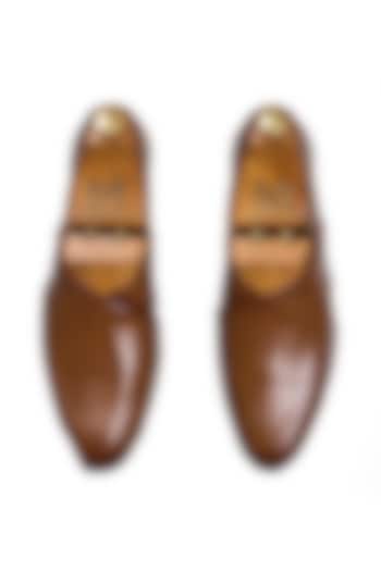 Tan Synthetic Leather Peshawari Slip-Ons by Modello Domani