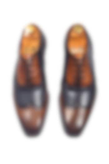 Tan & Navy Leather Handcrafted Brogue Shoes by Modello Domani at Pernia's Pop Up Shop