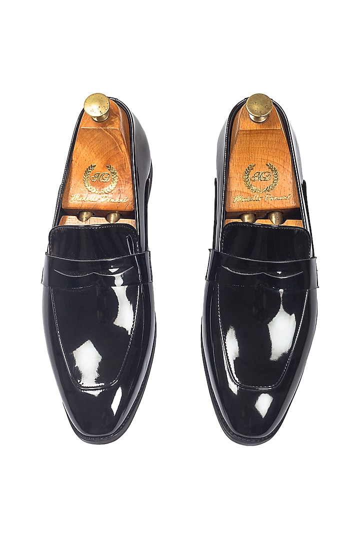 Patent Black Synthetic Leather Slip-On by Modello Domani at Pernia's Pop Up Shop