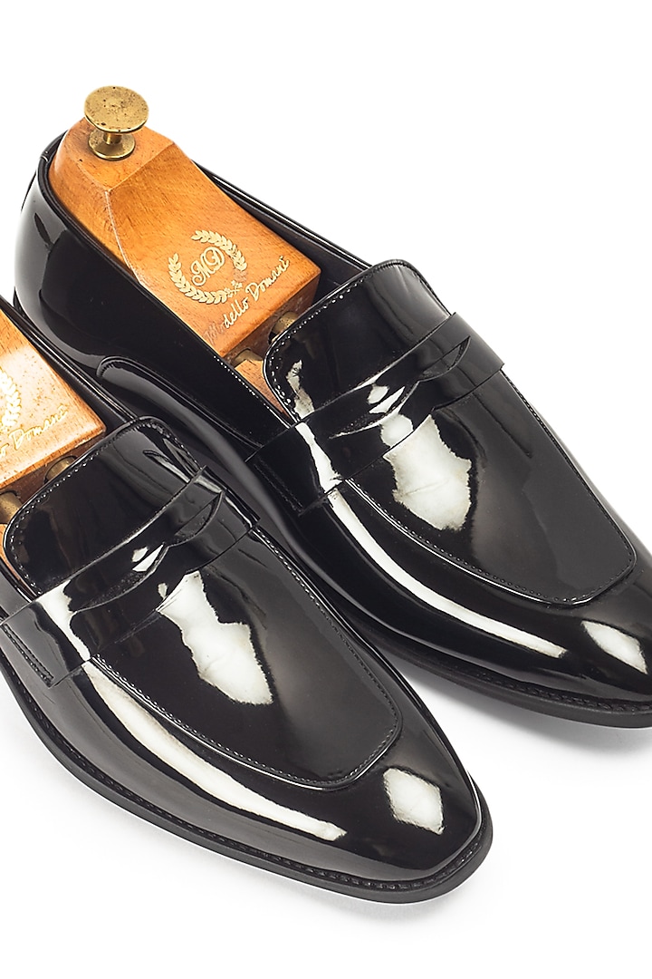 Patent Black Synthetic Leather Slip-On by Modello Domani at Pernia's Pop Up Shop