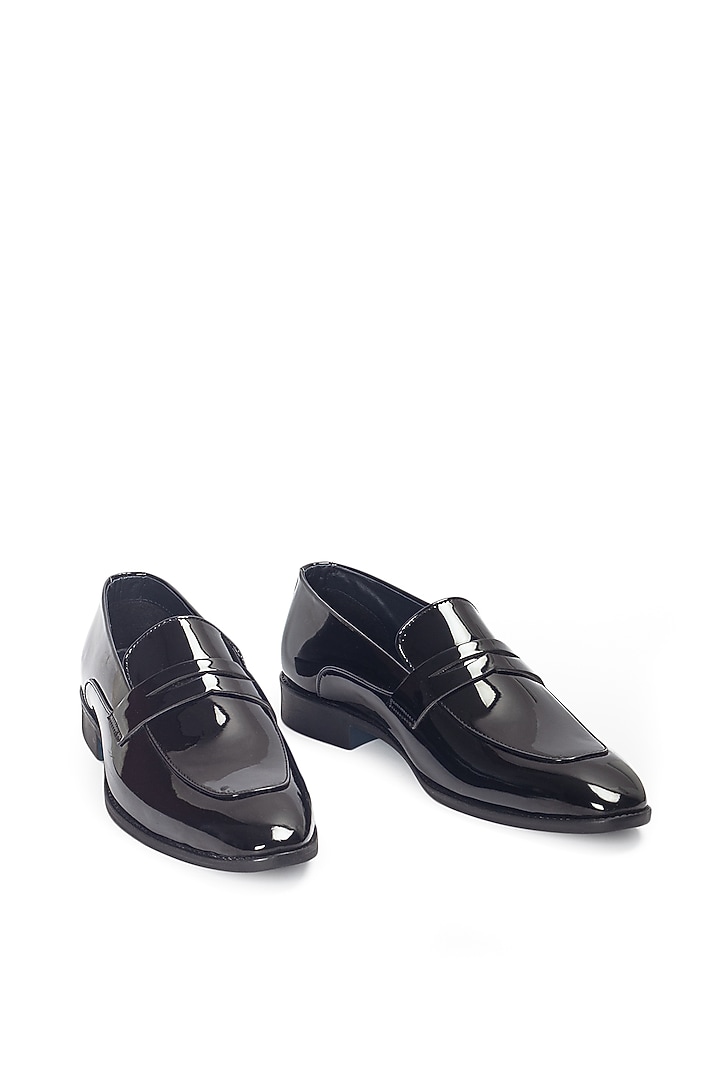 Patent Black Synthetic Leather Slip-On by Modello Domani at Pernia's Pop Up Shop