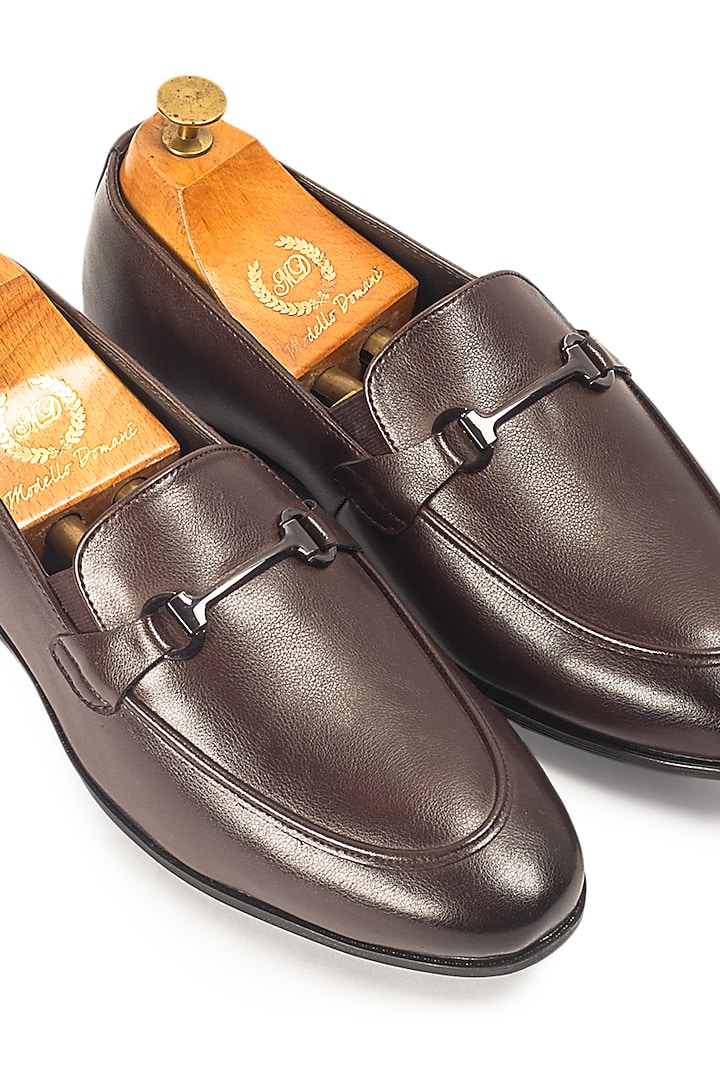 Brown Synthetic Leather Slip-On by Modello Domani at Pernia's Pop Up Shop