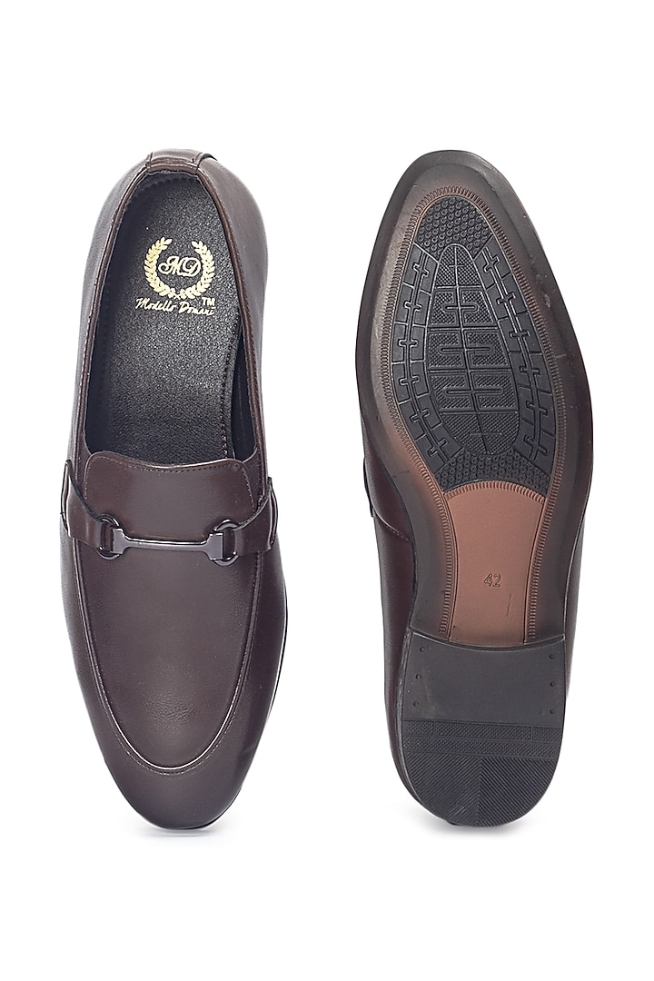 Brown Synthetic Leather Slip-On by Modello Domani at Pernia's Pop Up Shop