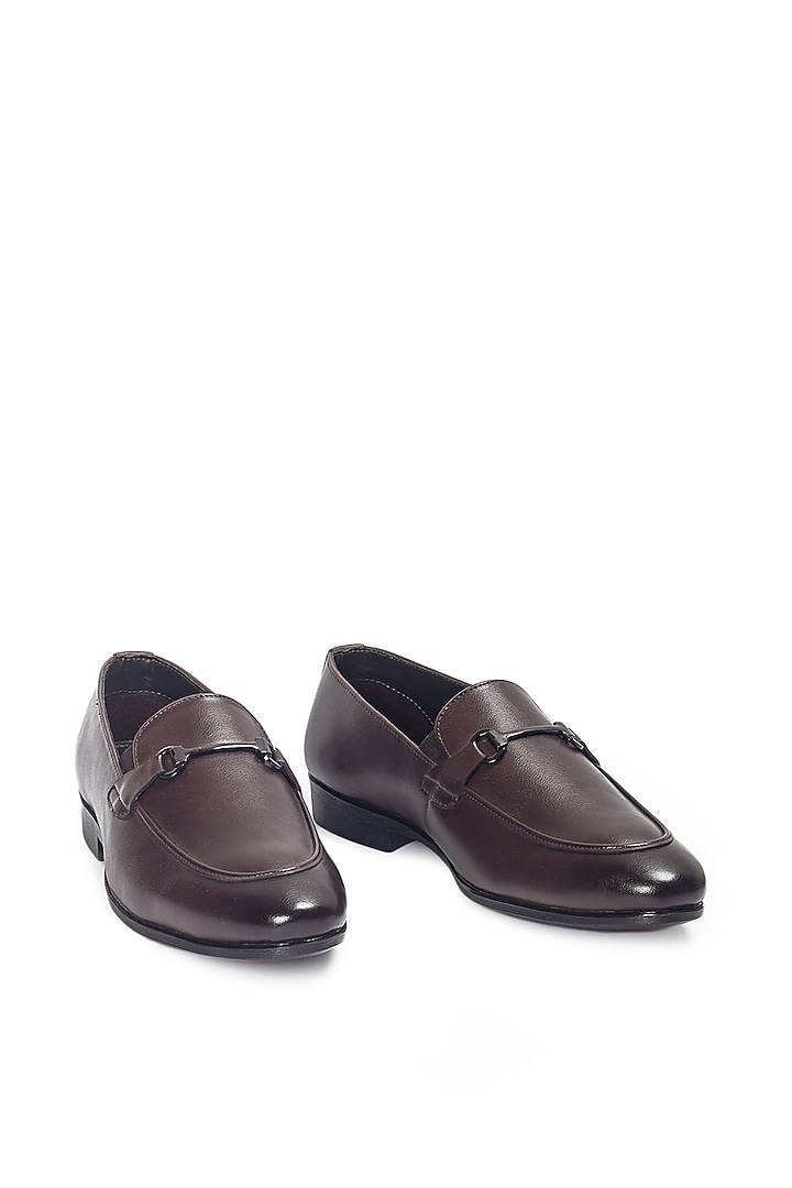 Brown Synthetic Leather Slip-On by Modello Domani at Pernia's Pop Up Shop