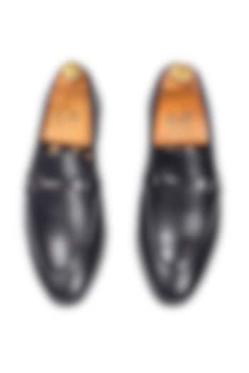 Black Synthetic Leather Slip-On by Modello Domani at Pernia's Pop Up Shop