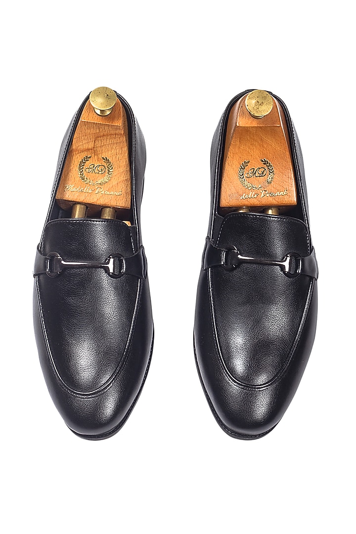 Black Synthetic Leather Slip-On by Modello Domani at Pernia's Pop Up Shop