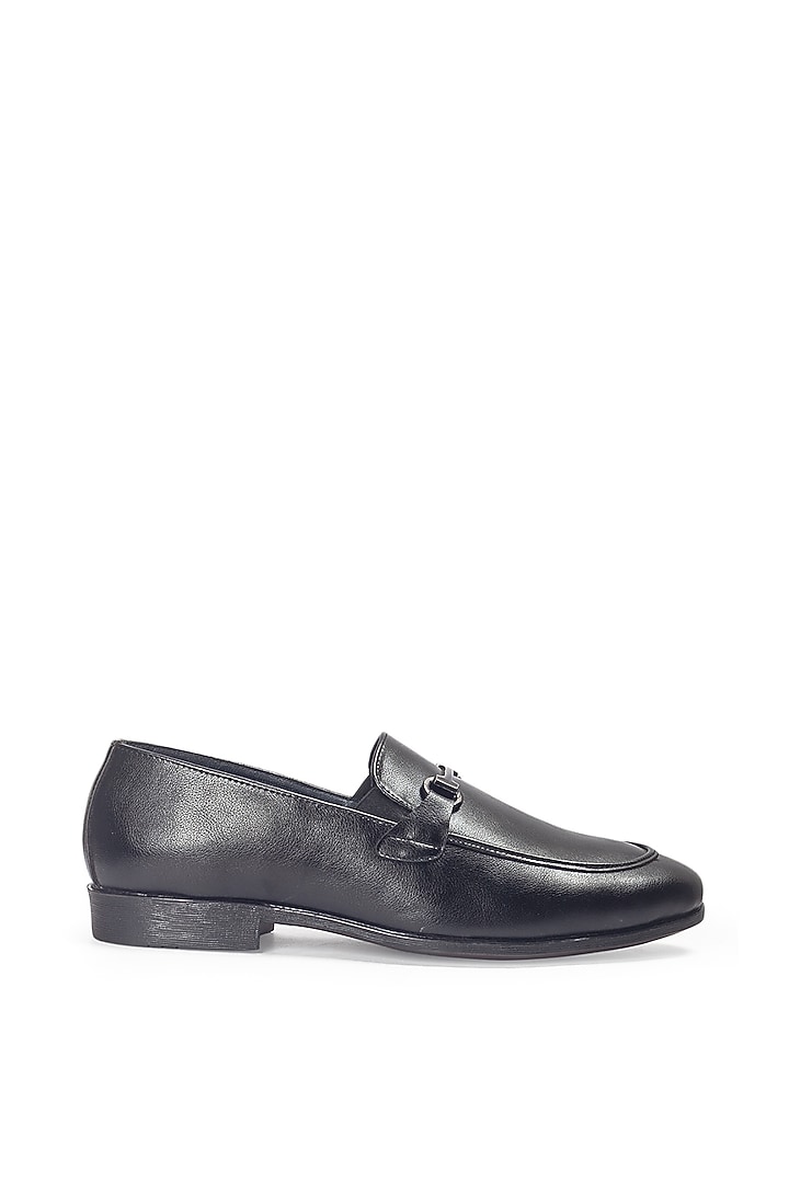 Black Synthetic Leather Slip-On by Modello Domani at Pernia's Pop Up Shop
