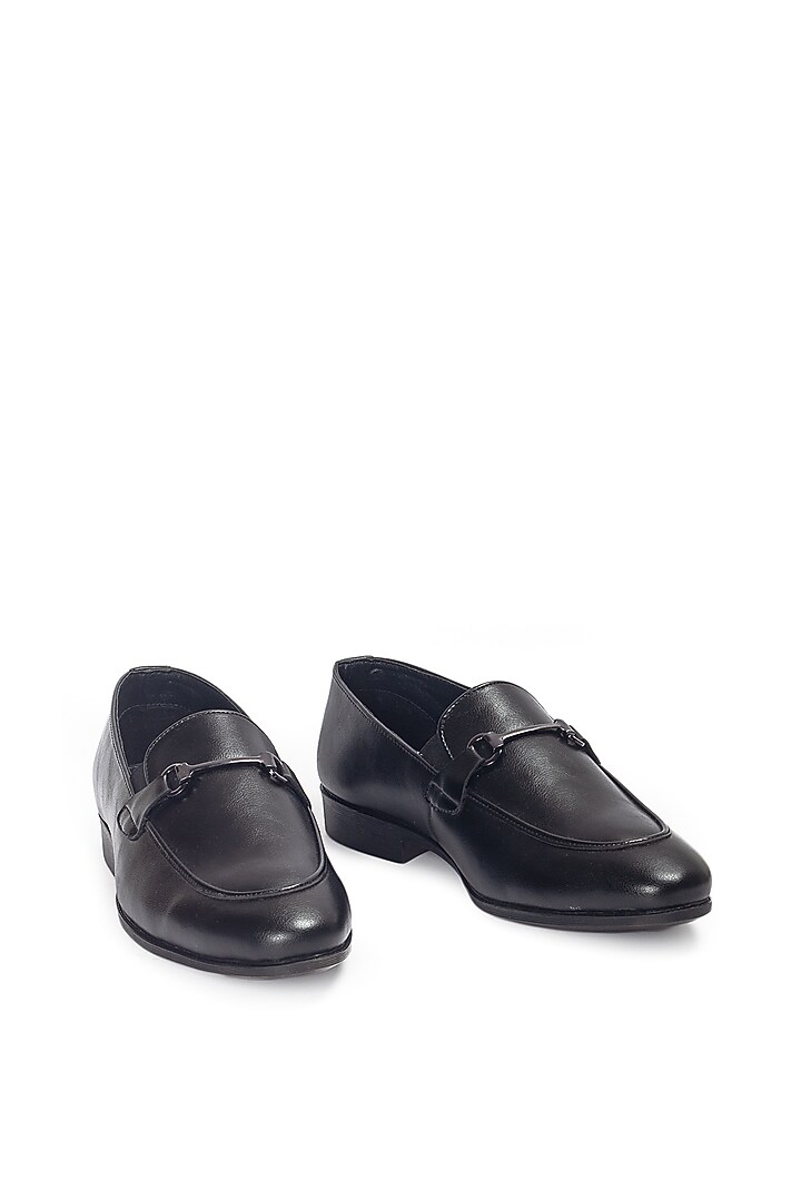 Black Synthetic Leather Slip-On by Modello Domani at Pernia's Pop Up Shop
