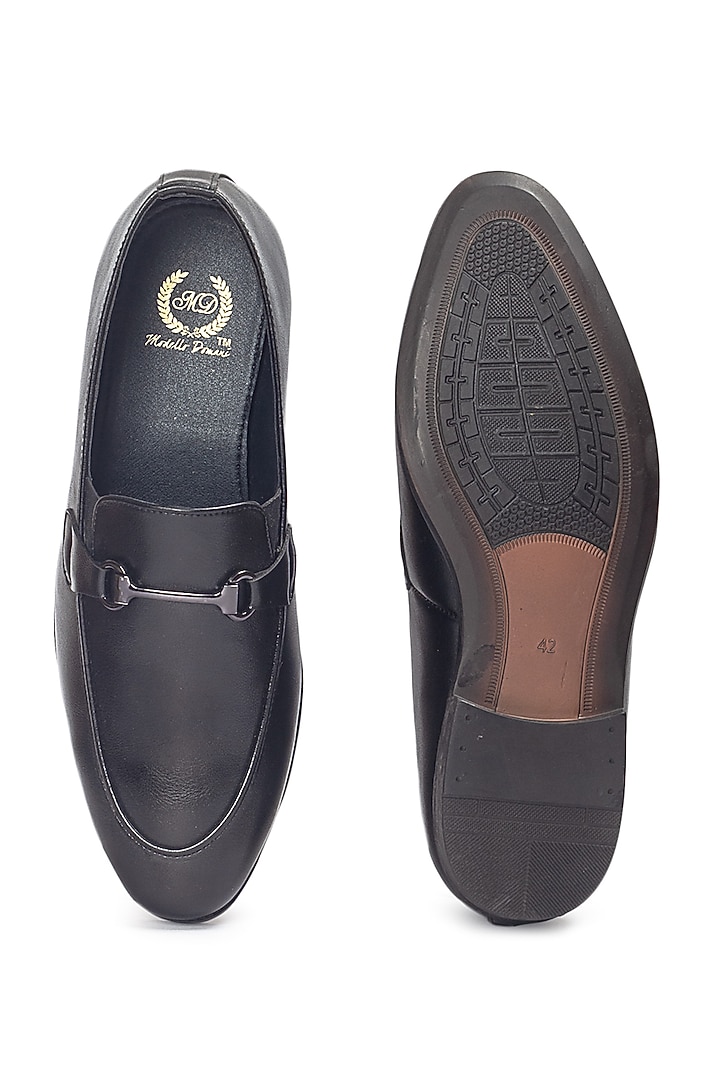 Black Synthetic Leather Slip-On by Modello Domani at Pernia's Pop Up Shop