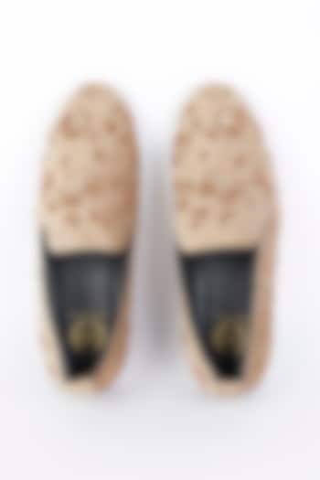 Beige Embroidered Handcrafted Slip-Ons by Modello Domani
