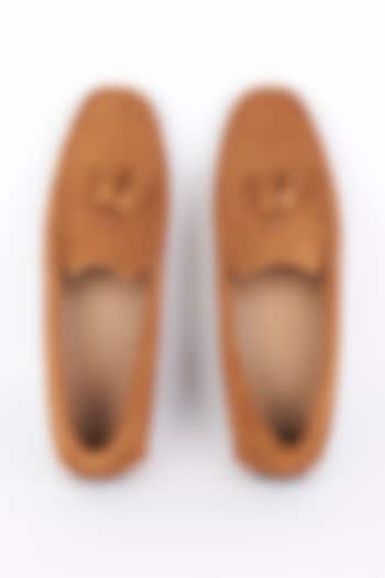Tan Suede Handcrafted Loafers by Modello Domani