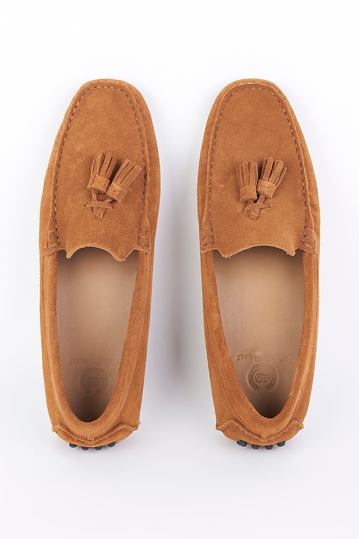 Tan Suede Handcrafted Loafers by Modello Domani