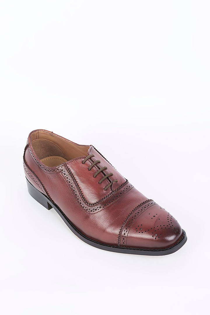 Burgundy Leather Handcrafted Shoes by Modello Domani at Pernia's Pop Up Shop