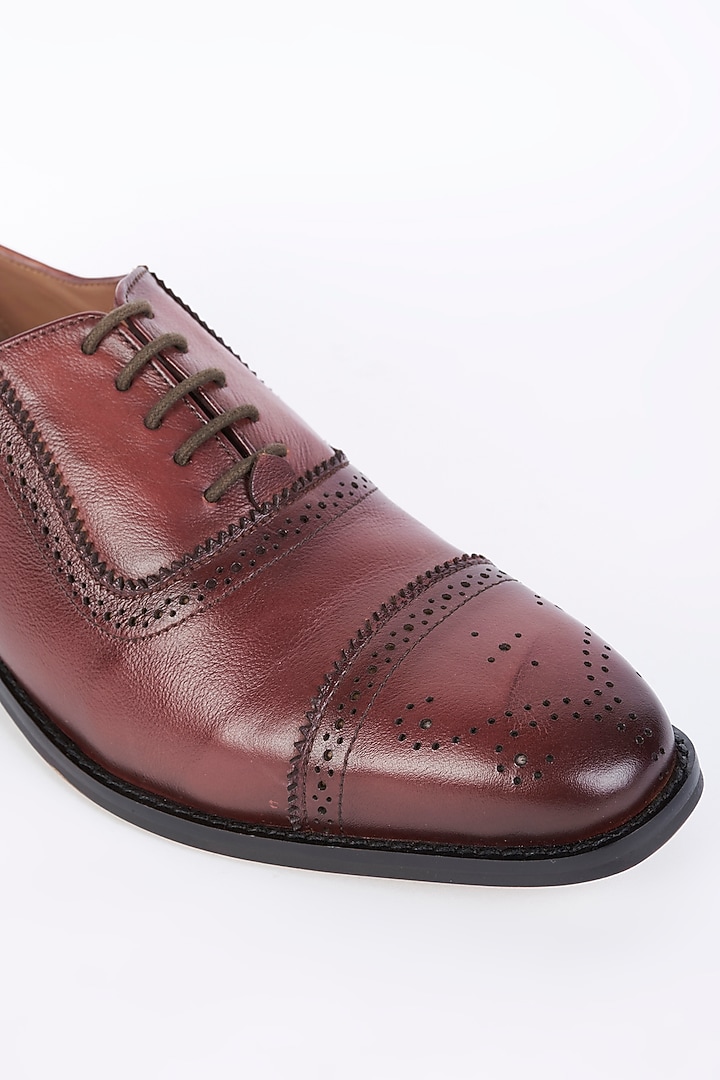 Burgundy Leather Handcrafted Shoes by Modello Domani at Pernia's Pop Up Shop