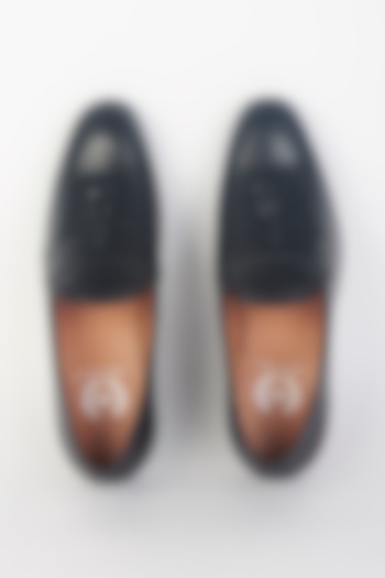 Black Handcrafted Slip-On Shoes by Modello Domani