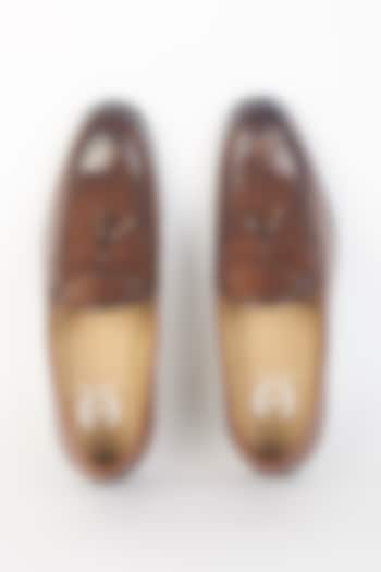 Tan Brown Synthetic Leather Slip-On Shoes by Modello Domani