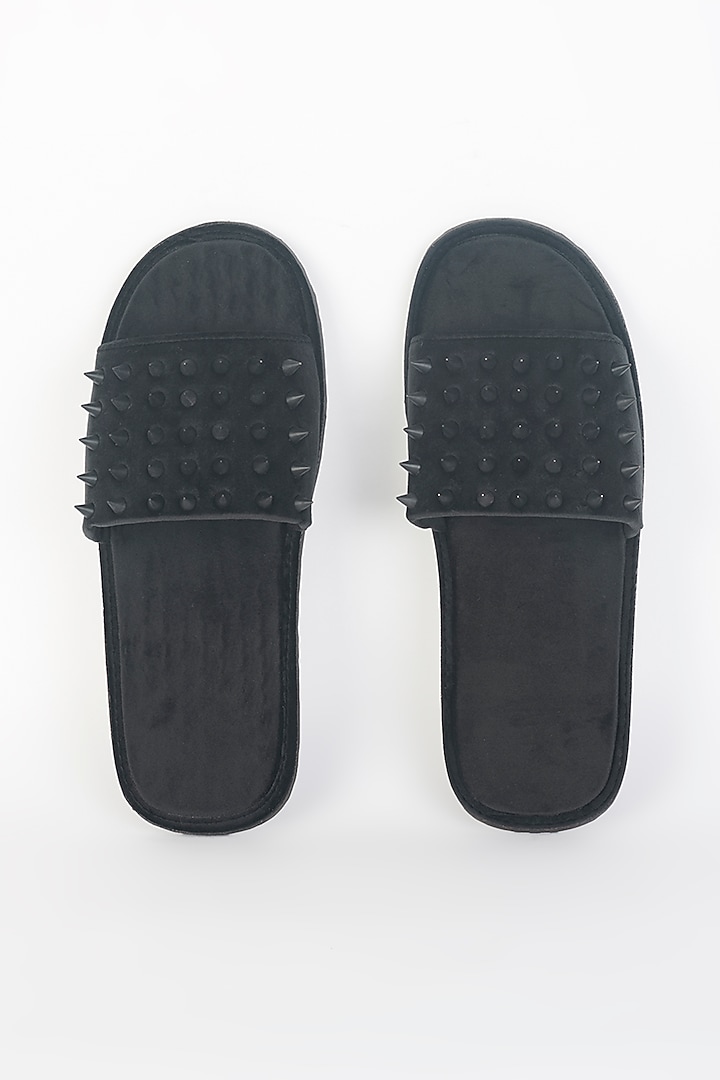 Black Velvet Handcrafted Slippers by Modello Domani