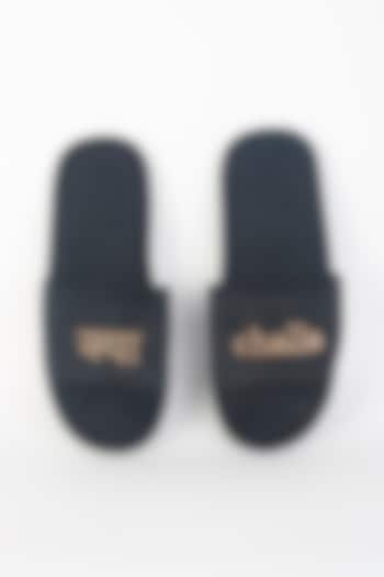 Black Velvet Handcrafted Zardosi Slippers by Modello Domani
