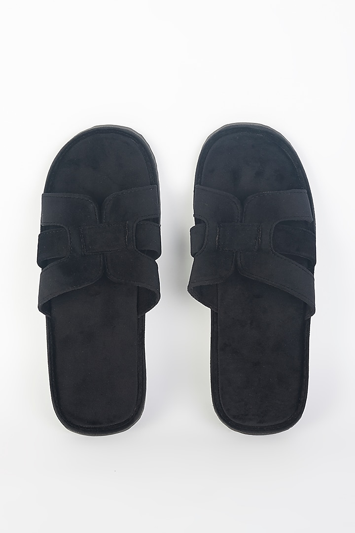 Black Handcrafted Slippers by Modello Domani
